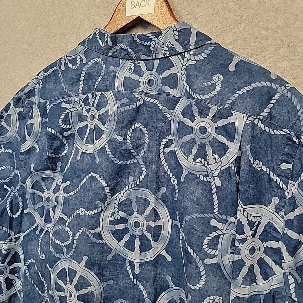 Polo Ralph Lauren Camp Shirt Mens XXL Classic Blue Nautical Ship Wheels Ropes SS